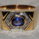 TANZANITE & DIAMOND 14K Yellow Gold Ring