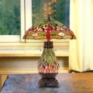 Handcrafted Tiffany Style Dragonfly 4 Light Stained Glass Double Lit Table Lamp