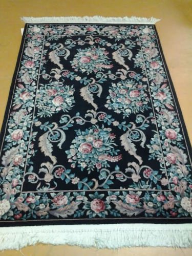 4x6 Authentic Highly Decorative Handmade Sino-Persian Savonnerie Design Area Rug