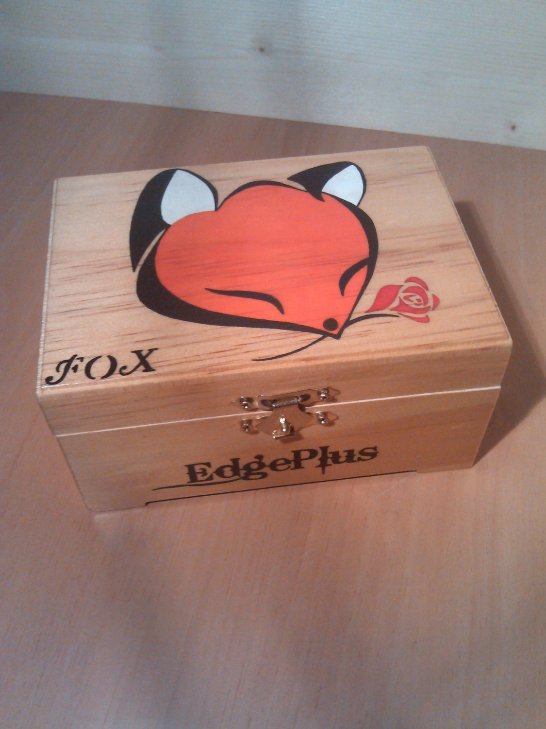 rare collectible " fox with rose 3 " trinket box, womens jewelry box, present, gift, vintage