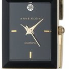Anne Klein Women's AK/1260BKBK Diamond Dial Black Ceramic Bangle Gold-Tone Watch