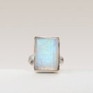 925 Sterling Silver Rainbow Moonstone Handcrafted Ring