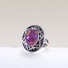 Natural Purple Copper Turquoise Gemstone Handmade Ring in 925 Sterling Silver