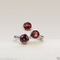 Natural Red Garnet Triple Gemstone Handmade Ring in 925 Sterling Silver
