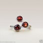 Natural Red Garnet Triple Gemstone Handmade Ring in 925 Sterling Silver