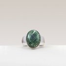 Natural Seraphinite Gemstone Handmade Ring in 925 Sterling Silver