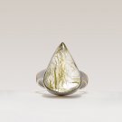 Natural Golden Rutilated Quartz Gemstone Handmade Ring in 925 Sterling Silver