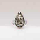 Natural Black Rutilated Quartz Gemstone Handmade Ring in 925 Sterling Silver
