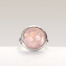 Natural Rose Quartz Checkerboard Gemstone Handmade Ring in 925 Sterling Silver