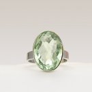 Natural Green Amethyst Gemstone Handmade Ring in 925 Sterling Silver