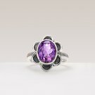 Natural Amethyst Gemstone Handmade Ring in 925 Sterling Silver