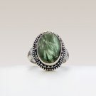 Natural Rainbow Seraphinite Gemstone Handmade Ring in 925 Sterling Silver