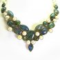 925 Sterling Silver Natural Blue Fire Labradorite, River Pearl Silver Necklace