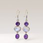 925 Sterling Silver Natural Rainbow Moonstone, Amethyst Gemstone Earring