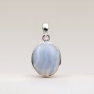 925 Sterling Silver Blue Lace Agate Natural Gemstone Pendant