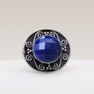 925 Sterling Silver Natural Lapis Lazuli Checkerboard Cut Gemstone Ring