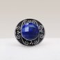 925 Sterling Silver Natural Lapis Lazuli Checkerboard Cut Gemstone Ring