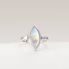 925 Sterling Silver Natural Rainbow Moonstone Gemstone Ring