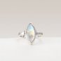 925 Sterling Silver Natural Rainbow Moonstone Gemstone Ring