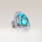 925 Sterling Silver Arizona Copper Turquoise Handcrafted Artisan Ring