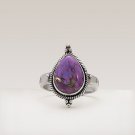925 Sterling Silver Purple Copper Turquoise Handcrafted Artisan Ring