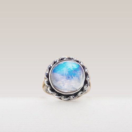 NOVICA Handmade Sterling Silver Rainbow Moonstone Wrap Ring - Leaf Design, Cocktail Ring From India - View #9