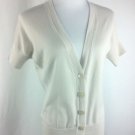 Ann Taylor LOFT 100% Pima Cotton Short Dolman Sleeve Cardigan Size M Bone White