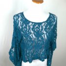 LIVING DOLL TOP Teal Crochet Lace Layering Blouse  Size Small NEW $64.99 DEAL!!