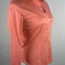 NWOT CHICO'S COTTON STRETCH DRESS SHIRT IN MANGO SIZE 0 Mother of Pearl Buttons