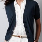 Ann Taylor LOFT 100% Pima Cotton Short Dolman Sleeve Cardigan Size M Bone Black