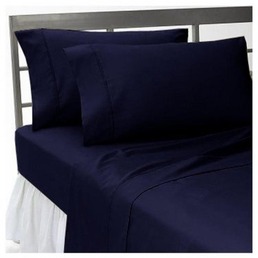 1000TC SOLID FLAT SHEET & NAVY BLUE COLOR - 100% EGYPTIAN COTTON