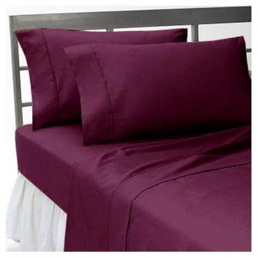 1000TC SOLID FLAT SHEET & WINE COLOR - 100% EGYPTIAN COTTON