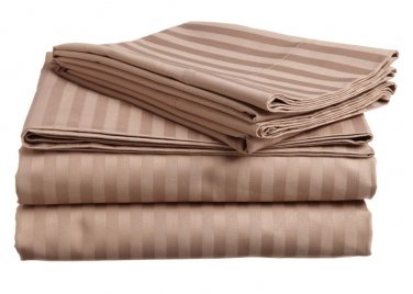 1000TC STRIPE FLAT SHEET & TAUPE COLOR - 100% EGYPTIAN COTTON