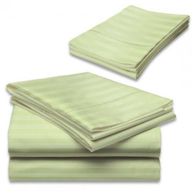 1000TC STRIPE FLAT SHEET & SAGE COLOR - 100% EGYPTIAN COTTON