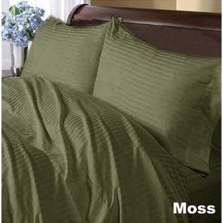1000TC STRIPE FLAT SHEET & MOSS COLOR - 100% EGYPTIAN COTTON