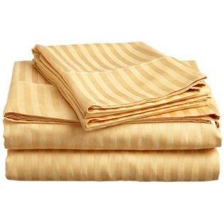 1000TC STRIPE FLAT SHEET & GOLD COLOR - 100% EGYPTIAN COTTON