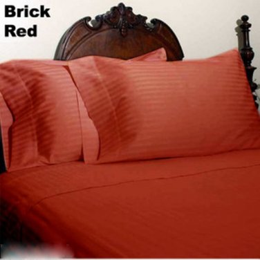 1000TC STRIPE FLAT SHEET & BRICK RED COLOR - 100% EGYPTIAN COTTON