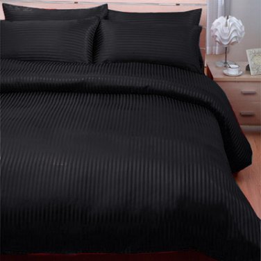1000TC STRIPE FLAT SHEET & BLACK COLOR - 100% EGYPTIAN COTTON