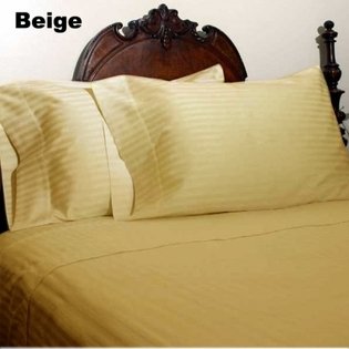1000TC STRIPE FLAT SHEET & BEIGE COLOR - 100% EGYPTIAN COTTON