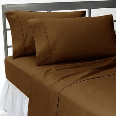 1000TC SOLID FITTED SHEET & CHOCOLATE COLOR - 100% EGYPTIAN COTTON