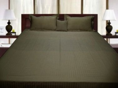 1000TC STRIPE FITTED SHEET & MOSS COLOR - 100% EGYPTIAN COTTON