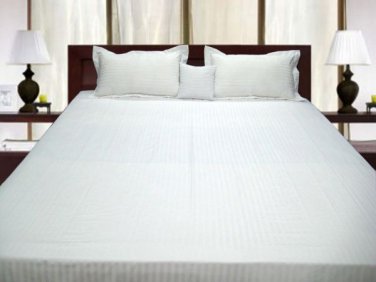 1000TC STRIPE FITTED SHEET & WHITE COLOR - 100% EGYPTIAN COTTON