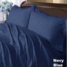 1000TC STRIPE NAVY BLUE COLOR SHEET SET OLYMPIC QUEEN SIZE - 100% EGYPTIAN COTTON