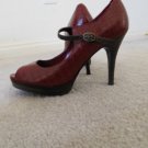 Nine & Co Brand J J NADALA Stacked Stiletto Faux Crocodile Size 11,  4.5” heel