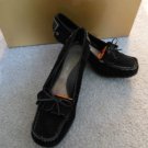 KENNETH COLE REACTION LINE PEACE PARTY KITTEN HEELS BLACK SUEDE MOCASSINS 7.5M