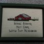 Small Finished Completed Counted Cross Stitch green frame no glass ready to hang