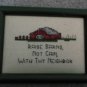 Small Finished Completed Counted Cross Stitch green frame no glass ready to hang