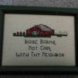 Small Finished Completed Counted Cross Stitch green frame no glass ready to hang