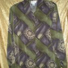 EXCELLENT WOMENS VOIR COLLECTION ROYAL PLUM & KHAKI CAREER BLOUSE SIZE 1X