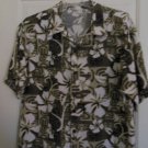 Mens Old Hawaiian Camp Batik Collar Shirt Brown colors Size Medium Short Sleeve